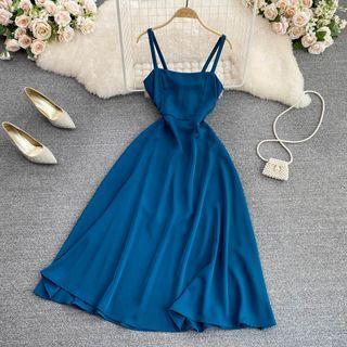 Plain A-line Strappy Dress