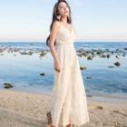Spaghetti Strap Lace Wide Leg Jumpsuit