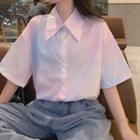 Short-sleeve Tie-dyed Button-up Shirt