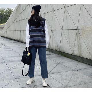 Washed Straight-cut Jeans As Shown In Figure - One Size