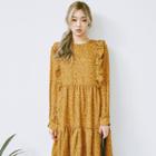 Frill-trim Tiered Patterned Dress