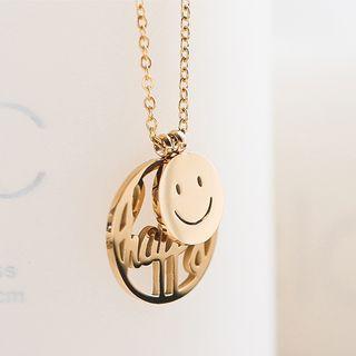 Smiley Face Letter Necklace Gold - One Size