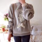 Beaded-trim Embroidered Sweatshirt
