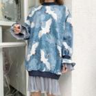Crane Print Mock Two-piece Pullover Dress As Shown In Figure - One Size