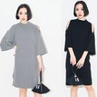 Cutout Shoulder 3/4-sleeve Dress