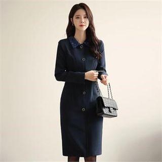 Tall Size Sequined-collar Coatdress