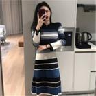 Color-block Long Sleeve Knit Dress