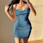 Spaghetti Strap Tie-back Mini Bodycon Dress