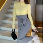 Turtleneck Knit Top / High Waist Midi Skirt