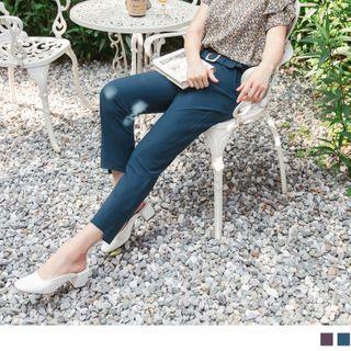 High-waist Buckled Straight-cut Pants