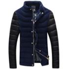 Stand Collar Padded Color Block Jacket