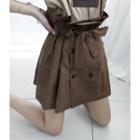 Paperbag-waist Buttoned Skirt With Sash