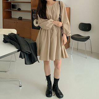 Plus Size Drawstring Flared Dress
