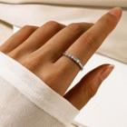 Rhinestone Alloy Ring 1pc - Silver - One Size