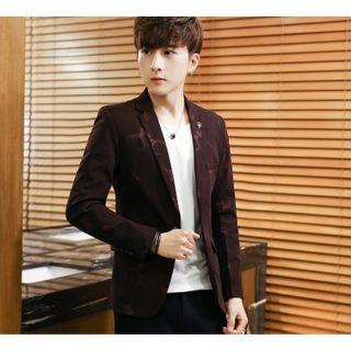 Single-breasted Dotted Blazer / Long-sleeve Plain T-shirt / Set