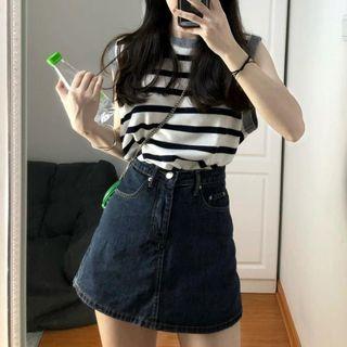 Striped Tank Top / Denim Skort