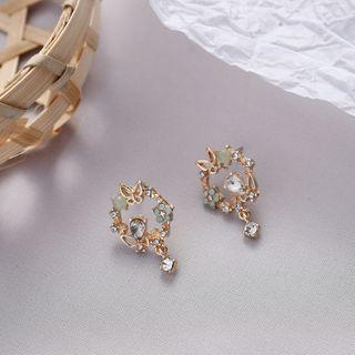 Rhinestone Alloy Butterfly Earring 1 Pair - 925 Silver Earrings - Gold - One Size