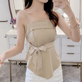 Beaded Strap Tie-waist Camisole Top