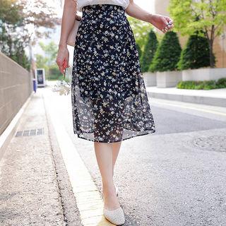 Floral H-line Chiffon Skirt