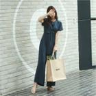 Tie-waist Linen Blend Overall Pants