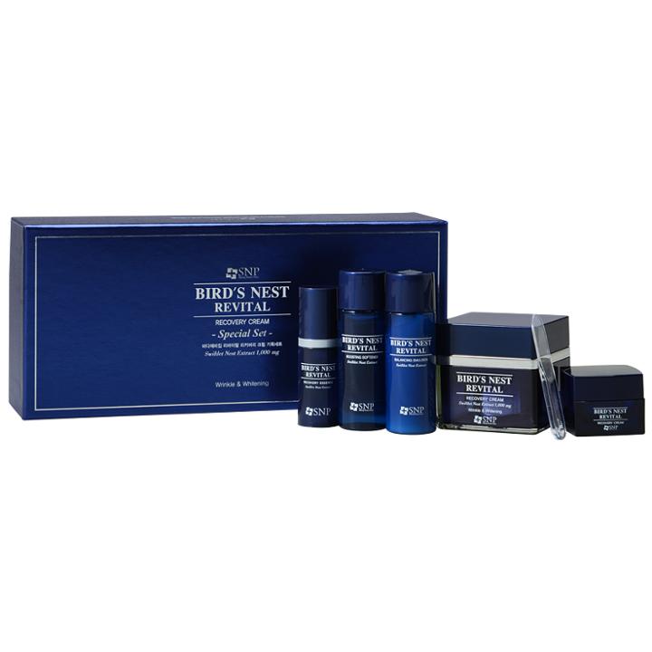 Snp - Birds Nest Revital Recovery Cream Special Set: Cream (50g + 10g) + Softner 31ml + Emulsion 31ml + Essence 10ml 5 Pcs