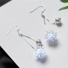 S925 Silver Ball & Crystal Flower Drop Earrings