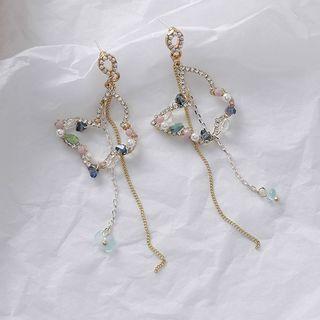 Faux Crystal Faux Pearl Butterfly Fringed Earring As Shown In Figure - One Size