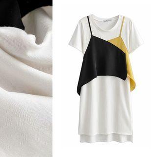 Short-sleeve Paneled Midi A-line T-shirt Dress