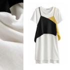 Short-sleeve Paneled Midi A-line T-shirt Dress