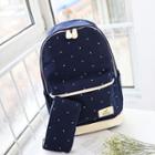 Polka Dot Canvas Backpack With Pouch