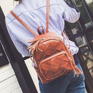 Tasseled Woven Backpack