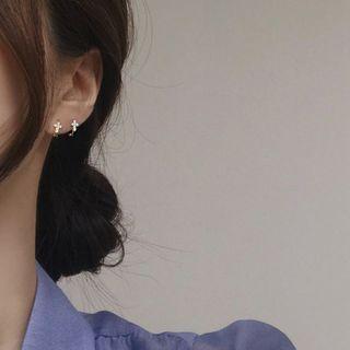 Rhinestone Crisscross Hoop Earring