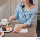 3/4 Sleeve Off-shoulder Striped Blouse