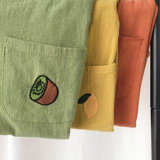 Short-sleeve Fruit Embroidered Shirt