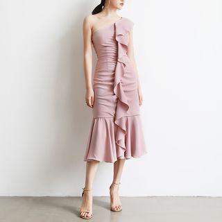 One Shoulder Ruffled Mermaid Dress
