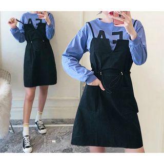 Mock Twp Piece Long-sleeve A-line Dress