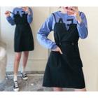 Mock Twp Piece Long-sleeve A-line Dress