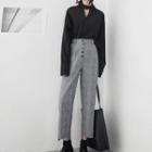Plain Blouse / Plaid Straight Fit Pants