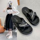 Zip Detail Slide Sandals