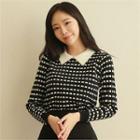 Collared Pattern Lightweight Knit Top