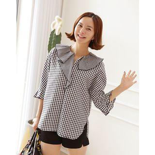 Frill-trim Gingham Blouse