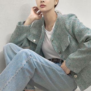 Flap Patch-pocket Tweed Jacket
