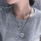 Embossed Pendant Alloy Necklace Xl1297 - Silver - One Size