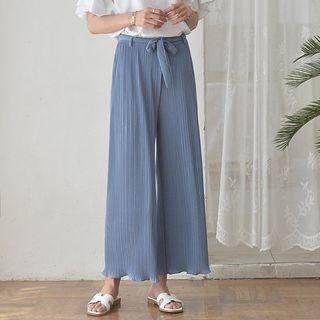 Crystal-pleat Wide Pants & Sash