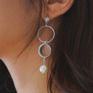 Hoop Faux-pearl Drop Earrings Metal - One Size