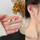 Butterfly Alloy Earring 1 Pair - White - One Size