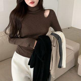 Cutout High-neck Knit Sweater