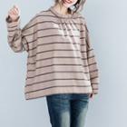 Striped Stand-collar Long-sleeve T Shirt
