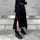 Asymmetric Zip Split A-line Skirt Black - One Size