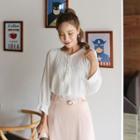 Tie-neck Lace-trim Blouse
